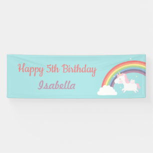 Banderoles Cute Flying Unicorn Rainbow Anniversday Party Bann