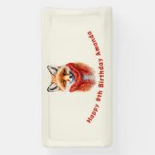 Banderoles Cute Fox in a Red Scarf Autumn Image Birthday (Verticale)