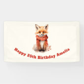 Banderoles Cute Fox Pup in a Red Scarf Birthday (Horizontal)