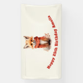 Banderoles Cute Fox Pup in a Red Scarf Birthday (Verticale)