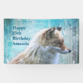 Banderoles Cute Furry Fox sur Blue Grunge Arrière - plan Anni (Horizontal)