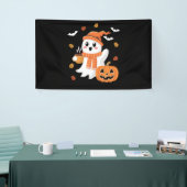 Banderoles Cute Ghost Boire Café de glace Halloween (Salon professionnel)