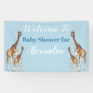 Banderoles Cute Giraffes Baby shower bleu Boy Aquarelle