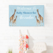 Banderoles Cute Giraffes Baby shower bleu garçon Aquarelle (En situation)