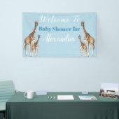 Banderoles Cute Giraffes Baby shower bleu garçon Aquarelle (Salon professionnel)