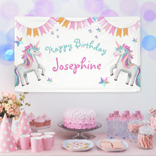 Banderoles Cute Girls Magical Unicorn Joyeux anniversaire
