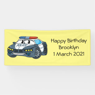 Banderoles Cute happy police car cartoon illustration