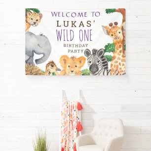 Banderoles Cute Jungle Safari 1er anniversaire fête Bienvenue