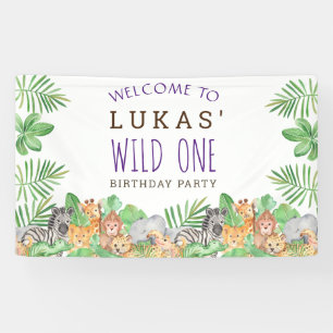 Banderoles Cute Jungle Safari 1er anniversaire fête Bienvenue
