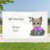 Banderoles Cute Kitty Chat et Papillon (Dehors)