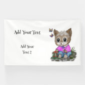 Banderoles Cute Kitty Chat et Papillon (Horizontal)