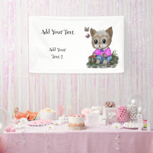 Banderoles Cute Kitty Chat et Papillon