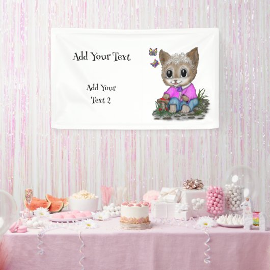 Banderoles Cute Kitty Chat et Papillon (Fête)