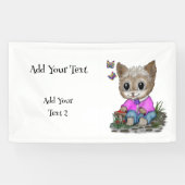 Banderoles Cute Kitty Chat et Papillon (Horizontal)