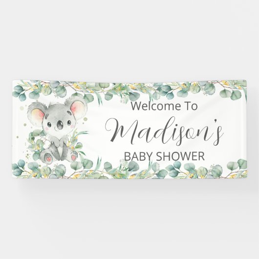 Banderoles Cute Koala Eucalyptus Greenery Welcome Backdrop  (Horizontal)