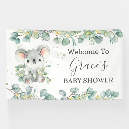 Banderoles Cute Koala Eucalyptus Verdure Accueil Contexte (Horizontal)