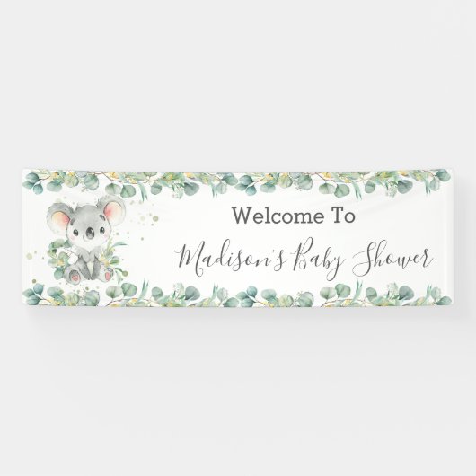 Banderoles Cute Koala Eucalyptus Verdure Bienvenue Ba (Horizontal)