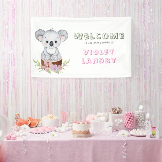 Banderoles Cute Koala ours fille Baby shower Affiche de bienv (Fête)