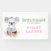 Banderoles Cute Koala ours fille Baby shower Affiche de bienv (Horizontal)
