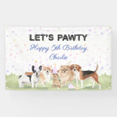 Banderoles Cute Let's Pawty Blue Custom Chig fête d'anniversa (Horizontal)