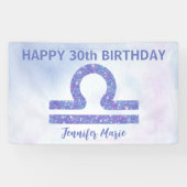Banderoles Cute Libra Custom Purple Bonne fête d'anniversaire (Horizontal)