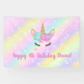 Banderoles Cute licorne fille de 4ème anniversaire (Horizontal)