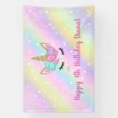 Banderoles Cute licorne fille de 4ème anniversaire (Verticale)