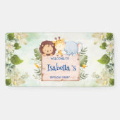 Banderoles Cute Lion Giraffe Fleur tropicale Fête d'anniversa (Horizontal)