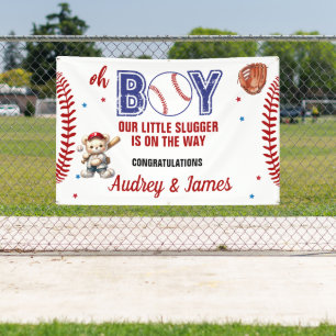 Banderoles Cute Little Slugger Boy Fête de Naissance Baseball