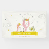 Banderoles Cute Magique Unicorn rose Jaune Anniversaire de en (Horizontal)