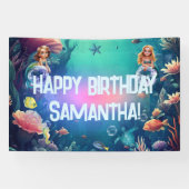 Banderoles Cute Mermaid Invitation de fête d'anniversaire (Horizontal)