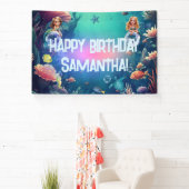 Banderoles Cute Mermaid Invitation de fête d'anniversaire (Insitu)