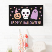 Banderoles Cute Modern Pastel Crâne Ghost Happy Halloween (En situation)