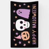Banderoles Cute Modern Pastel Crâne Ghost Happy Halloween (Vertical)