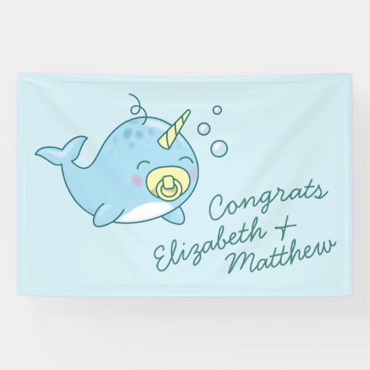 Banderoles Cute Narwhal Baby shower Kawaii (Horizontal)