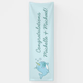 Banderoles Cute Narwhal Baby shower Kawaii Blue Boy (Vertical)
