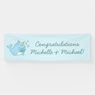 Banderoles Cute Narwhal Baby shower Kawaii Blue Boy