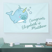 Banderoles Cute Narwhal Baby shower Kawaii Blue Boy (Salon professionnel)