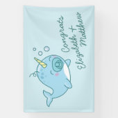 Banderoles Cute Narwhal Baby shower Kawaii Blue Boy (Verticale)