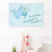 Banderoles Cute Narwhal Baby shower Kawaii Blue Boy (Insitu)