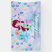 Banderoles Cute Ocean Animals Mermaid Thème Joyeux Anniversai (Vertical)