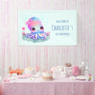 Banderoles Cute Octopus Sea Creator Anniversaire Bienvenue