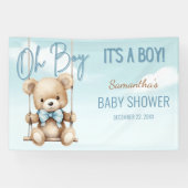 Banderoles Cute Oh Boy C'est un Baby shower d'ours garçon fon (Horizontal)