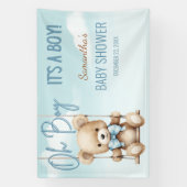 Banderoles Cute Oh Boy C'est un Baby shower d'ours garçon fon (Verticale)