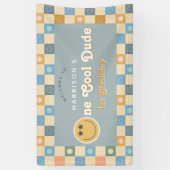 Banderoles Cute One Cool Dude Boys Retro 1er Anniversaire Bie (Vertical)