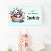 Banderoles Cute Panda Chilling dans un Tube intérieur Anniver (En situation)