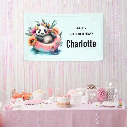 Banderoles Cute Panda Chilling dans un Tube intérieur Anniver (Fête)