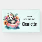 Banderoles Cute Panda Chilling dans un Tube intérieur Anniver (Horizontal)