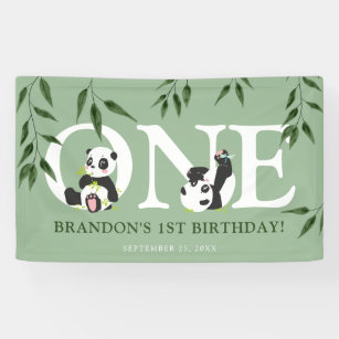 Banderoles Cute Panda Neutral 1er anniversaire