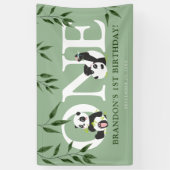 Banderoles Cute Panda Neutral 1er anniversaire (Vertical)